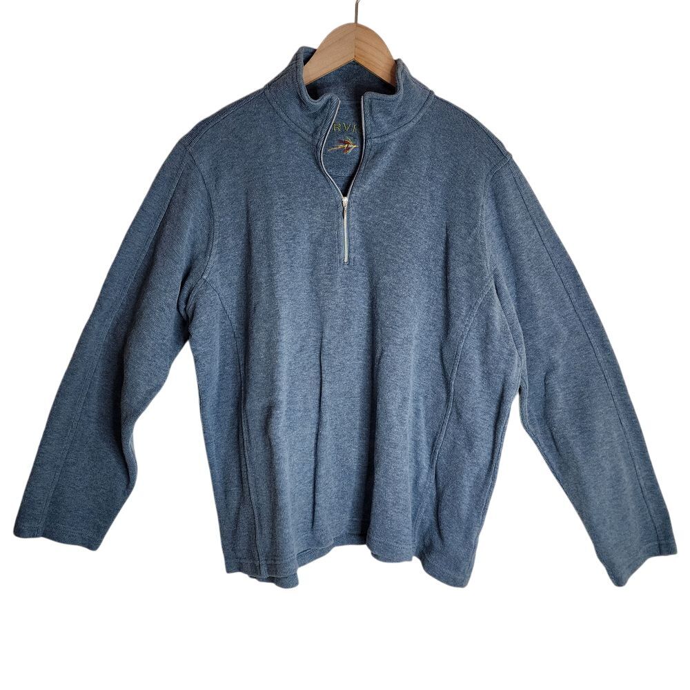 Orvis Sweater Men's XL Quarter Zip Pullover Knit‎ Blue